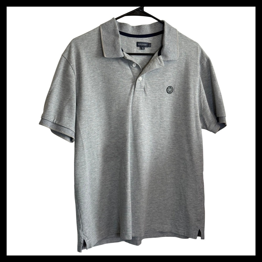 Bolvaint Mens XL Grey Short Sleeve 100% Cotton Embroidered Logo Polo Shirt
